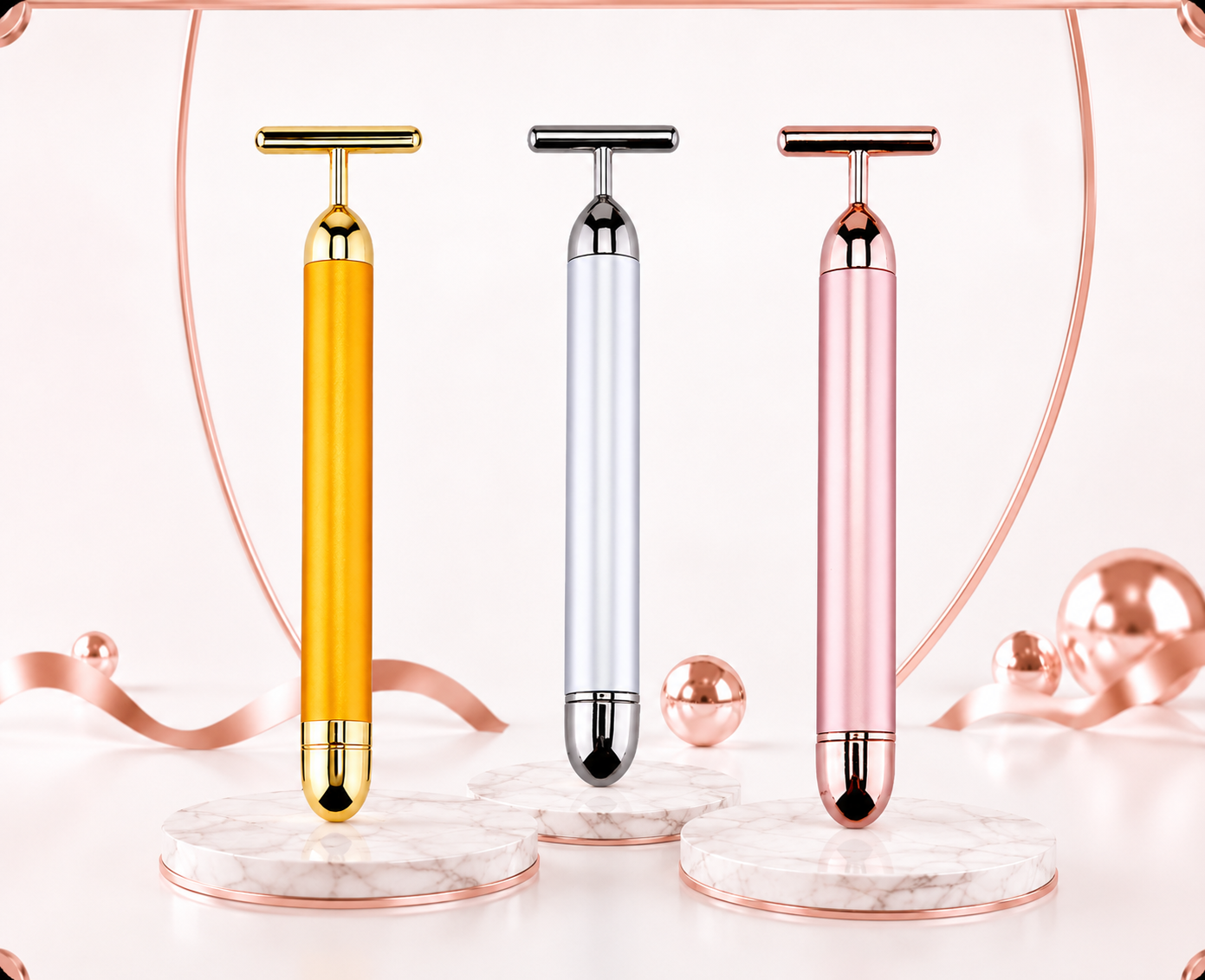 24K Gold Facial Lift & Slimming Roller with T-Shaped Vibrating Beauty Massager
