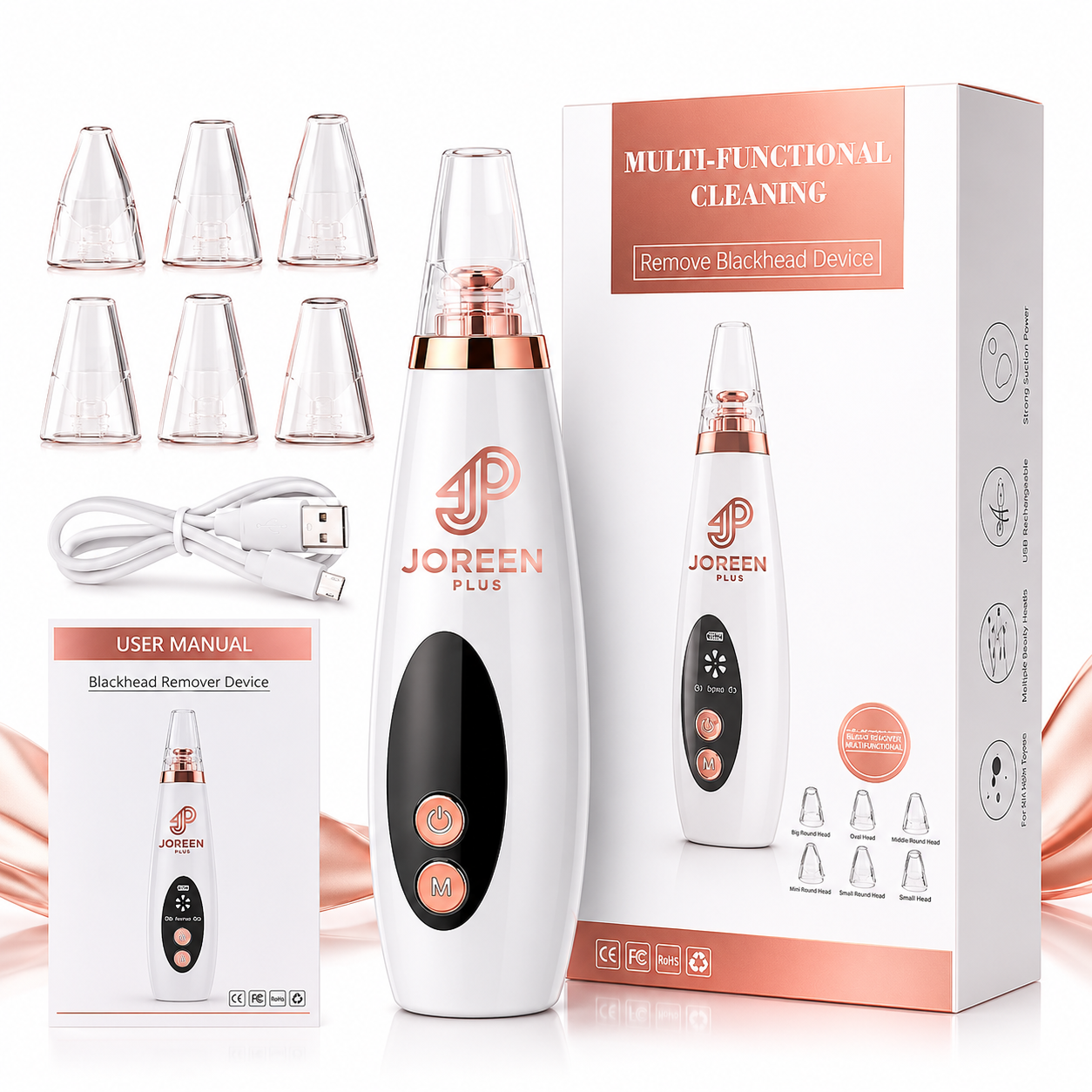 5-in-1 Electric Blackhead Remover & Pore Vacuum | Deep Facial Cleansing Tool | Powerful suction. Gentle care. Visible results.