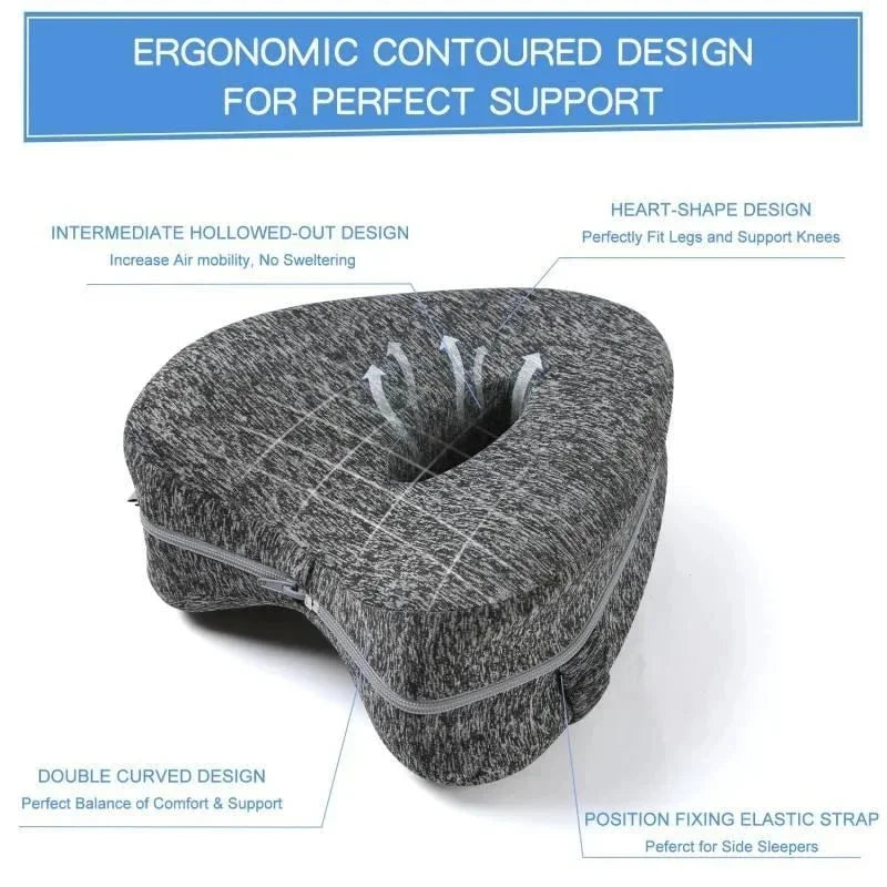 Memory Foam Heart Leg Pillow - Knee & Hip Support for Side Sleepers
