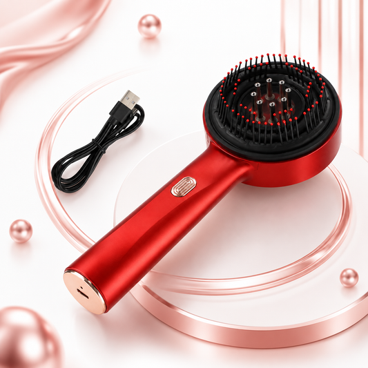 USB Rechargeable Scalp Massager with Red Light & Serum Applicator