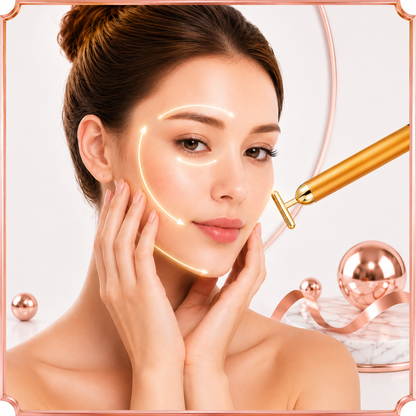 24K Gold Facial Lift & Slimming Roller with T-Shaped Vibrating Beauty Massager